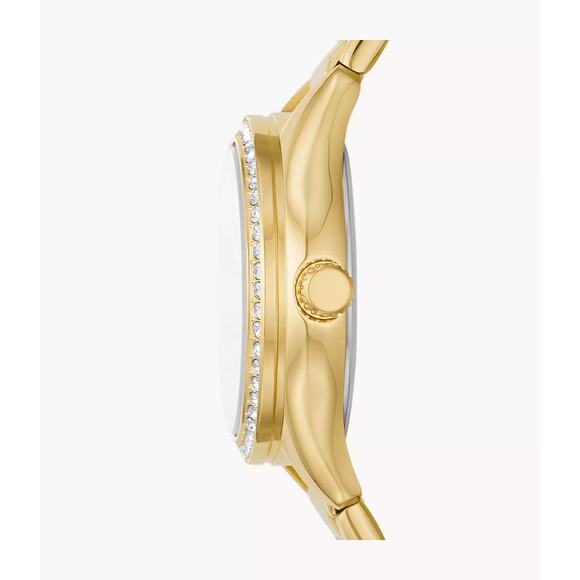 NWT Fossil BQ3759 Rye Three-Hand Gold-Tone Stainless Steel Watch - Picture 4 of 6